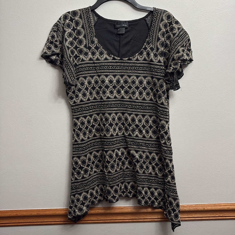 Brittany Black Womens XL Short Sleeve Top